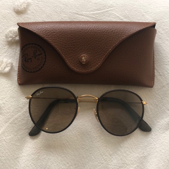 ray ban round leather